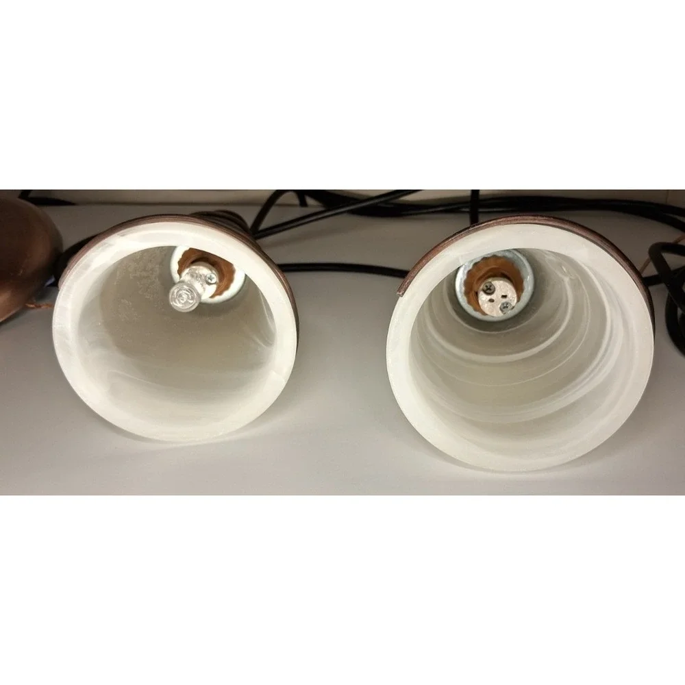 Pair of Copper and Glass Cone Pendant Lights‎ Made in Italy 
